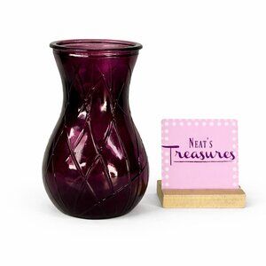 Vintage DPS SASSY #3 Optic Amethyst Purple Diamond Optic 9.5" Tall  Glass Vase